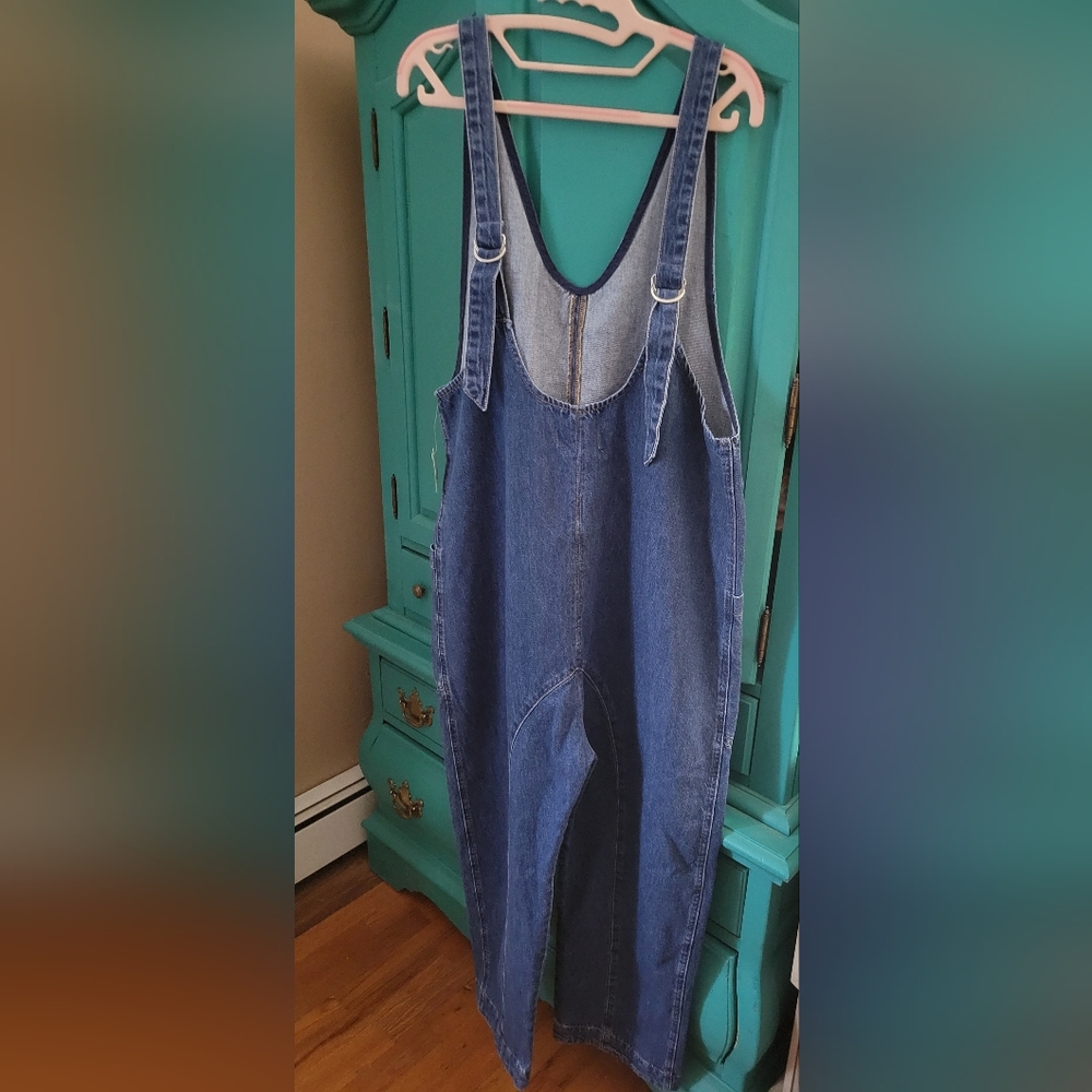 We The Free High Rollers Jumpsuit Sapphire Blue Denim Apparel - Picture 2 of 4